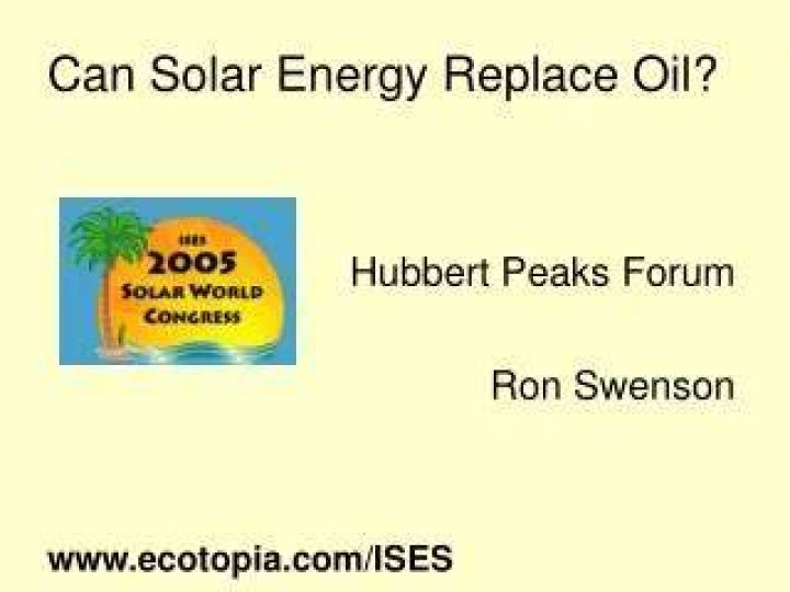 Can solar energy replace oil?