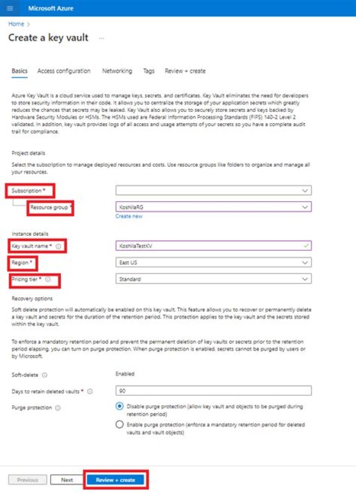 How do I access the key vault in Azure portal?