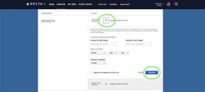 How do I add my baby to my flight booking?
