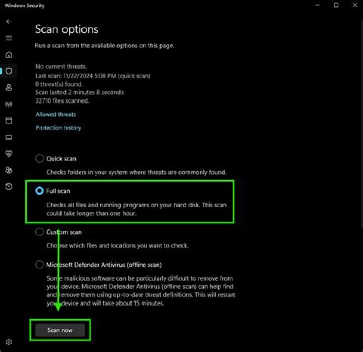 How do I scan with Windows Defender?