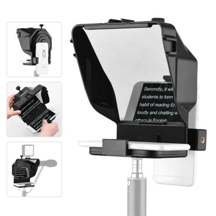 How far away should teleprompter be?