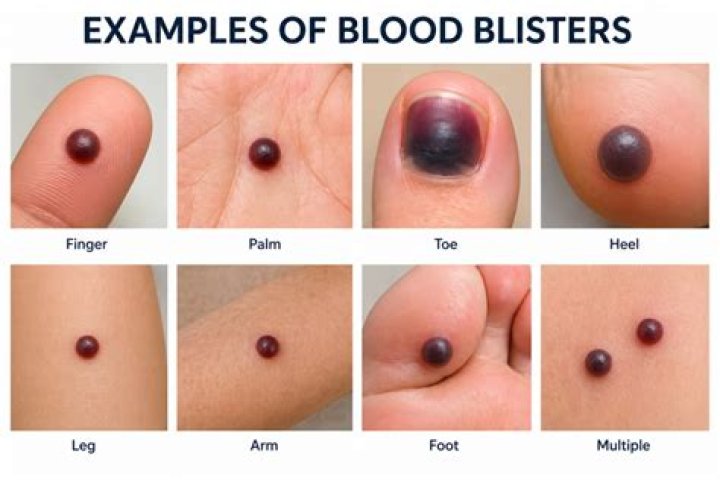 What are the red spots that look like blood blisters?