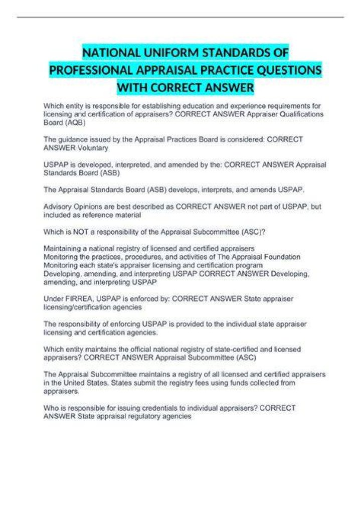 What do the Uniform Standards of Professional Appraisal Practice require?