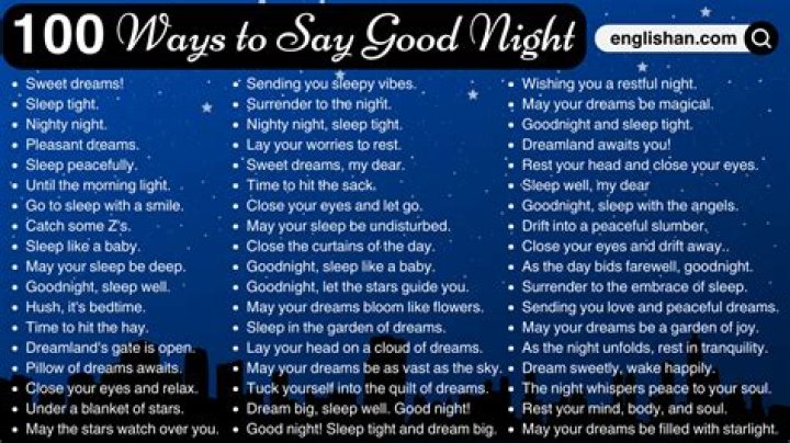 What is a cute way to say goodnight?