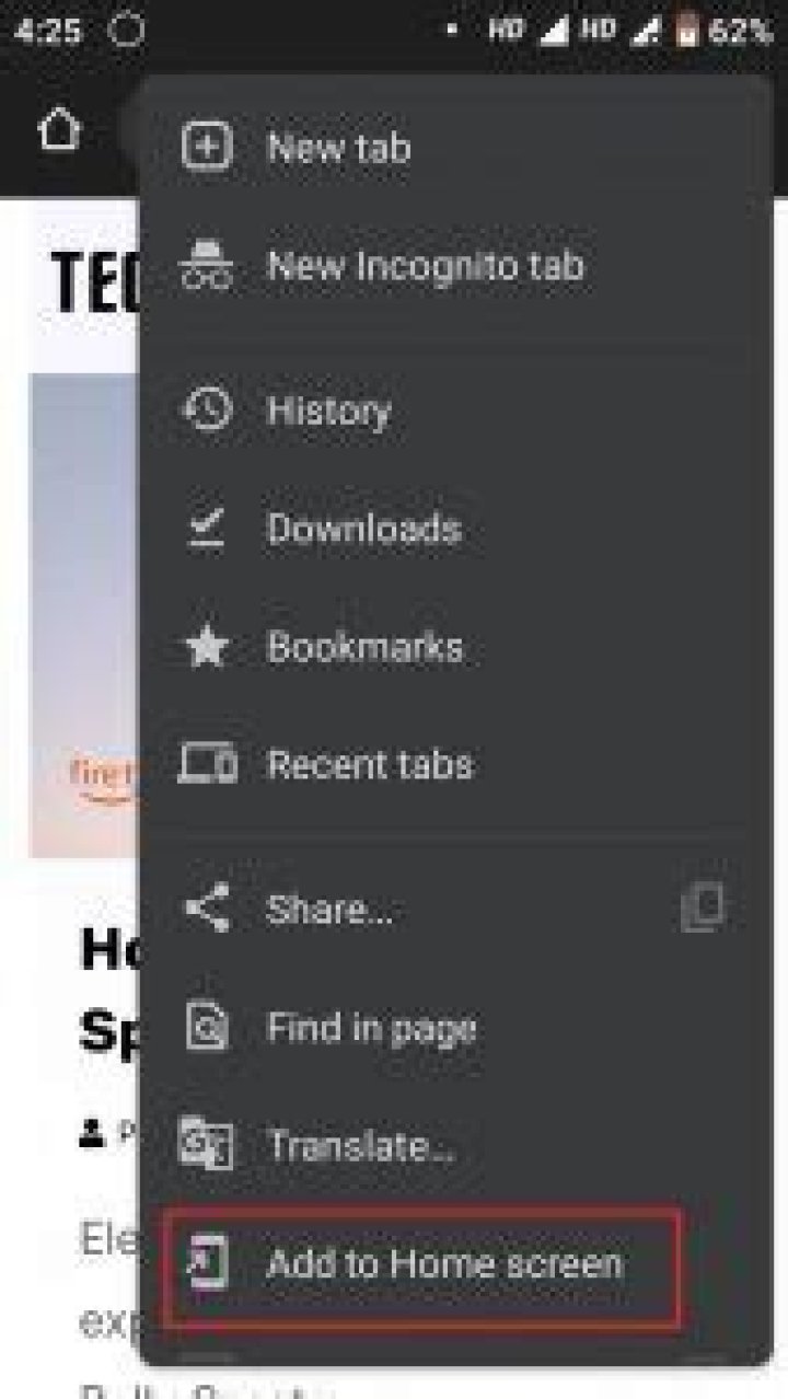 Where is the Add to Home Screen button?