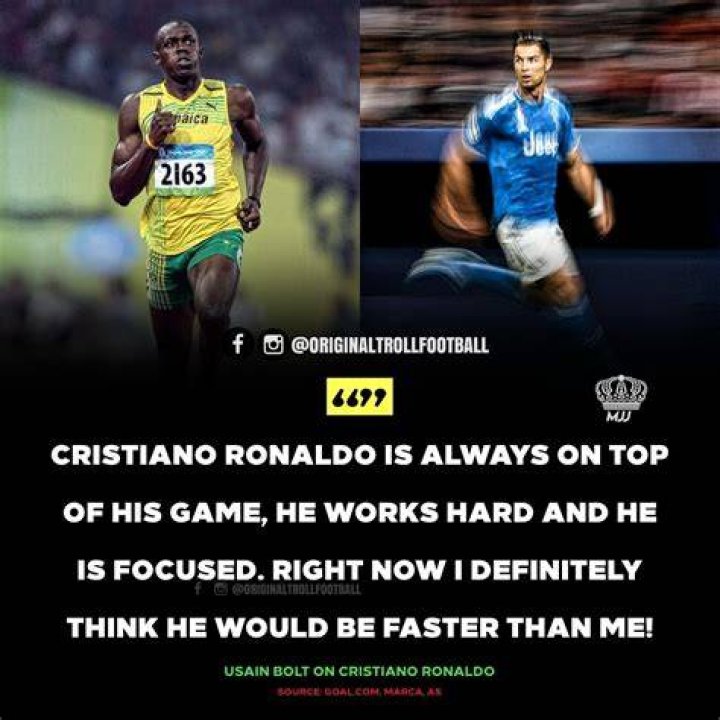 Who is faster Bolt or Ronaldo?
